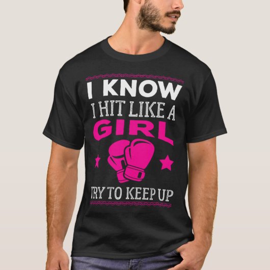Hit als een meisje Grappig Boksen Vrouwen Gift T-shirt (Voorkant)