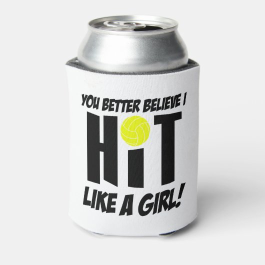 hit als een meisje volleybal blikjeskoeler (Blikje Achterkant)