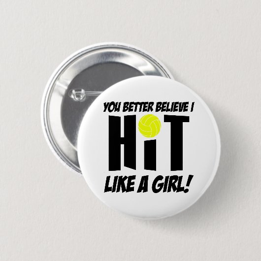 hit als een meisje volleybal ronde button 5,7 cm (Voorkant /achterkant)