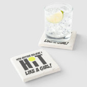 hit als een meisje volleybal stenen onderzetter (Zijkant)