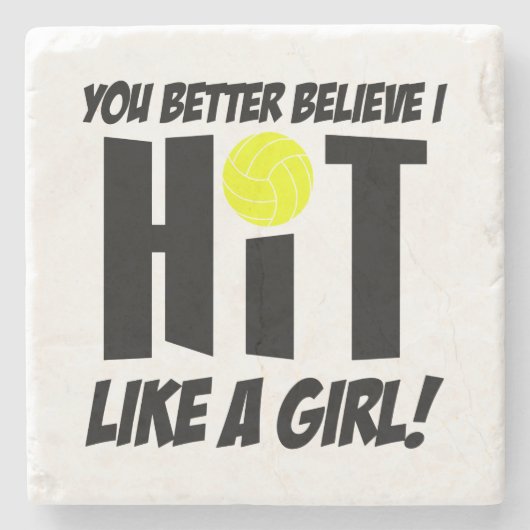 hit als een meisje volleybal stenen onderzetter (Voorkant)