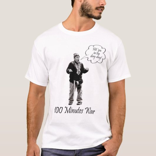Hit 'em in het ding ding ding 100 minuten t-shirt (Voorkant)