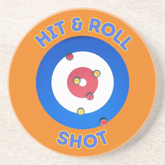 Hit en Roll Curling Shot Zandsteen Onderzetter (Voorkant)