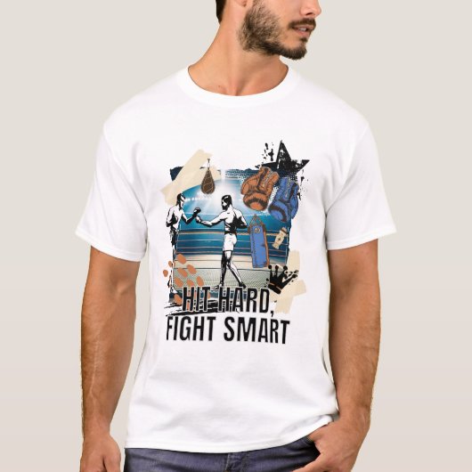 Hit Hard Fight Smart - Retro Boksen T-shirt (Voorkant)