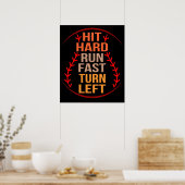 Hit Hard Run Fast Baseball Player Sports Lover Coa Poster (Keuken)