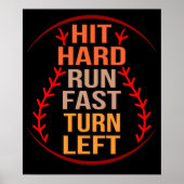 Hit Hard Run Fast Baseball Player Sports Lover Coa Poster (Voorkant)