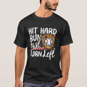 Hit Hard Run Fast Sla linksaf Baseball Christmas L T-shirt