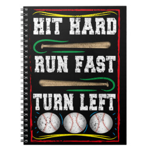 Hit Hard Run Fast Snel linksaf, Honkbal Speler Quo Notitieboek
