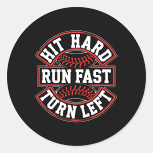 Hit Hard Run Fast Snel linksaf Shirt Mannen Boy Ve Ronde Sticker