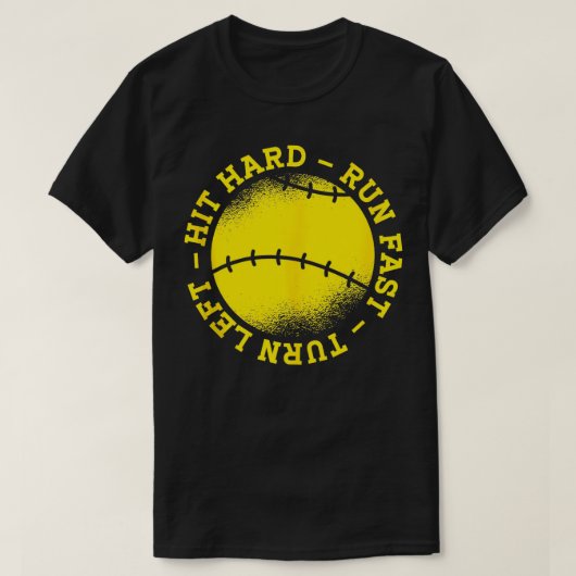  hit hard run snel linksaf softbal meisjes t-shirt (Design voorkant)