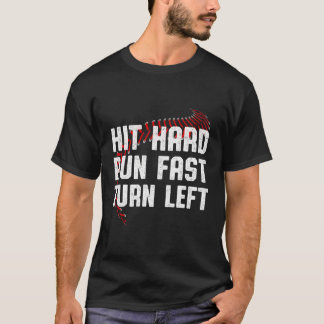 Hit Hard Run Snel Sla linksaf honkbalspeler Sport T-shirt