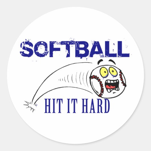 Hit it it Hard Softball Ronde Sticker (Voorkant)