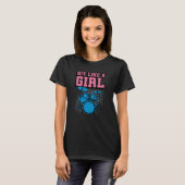 Hit Like a Girl - Funny Drummer Girl T-shirt (Voorkant volledig)