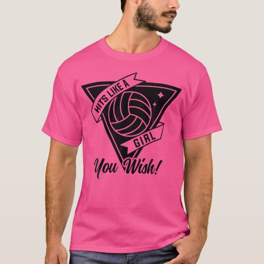 Hit Like Meisje Volleybal Speler Sport Game Beach  T-shirt (Voorkant)