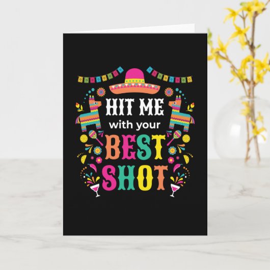 Hit Me Pinata Birthday Kaart (Gele Bloem)