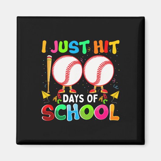 Hit net 100 dagen van school honkbal 100th dag jon magneet (Voorkant)