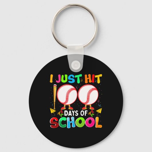 Hit net 100 dagen van school honkbal 100th dag jon sleutelhanger (Voorkant)