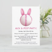Hit & Peep Feest – Pasen honkbal uitnodiging (Staand voorkant)