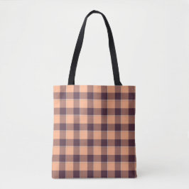Hit Pink and Livid Brown Plaid Tote Bag