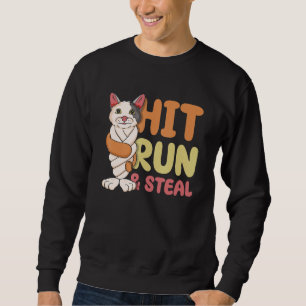 Hit Run & Steal Baseball Twisted Bat Cat Funny Spo Trui