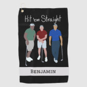 Hit Straight Black, persoonlijk Golfhanddoek (Voorkant)