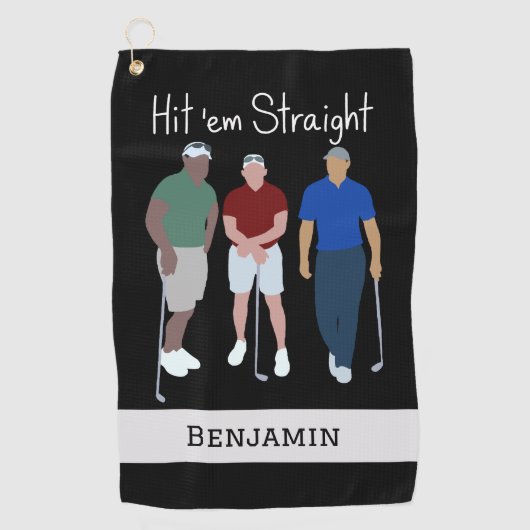Hit Straight Black, persoonlijk Golfhanddoek (Voorkant)
