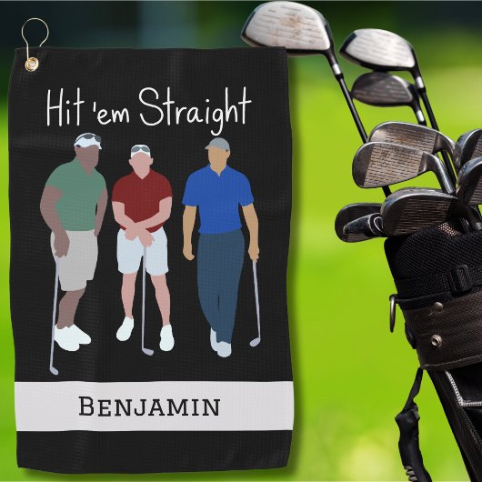 Hit Straight Black, persoonlijk Golfhanddoek