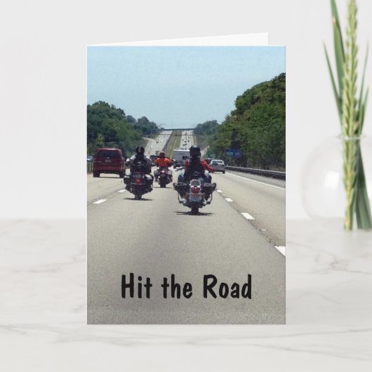 HIT THE ROAD=MOTORSTIJL VERJAARDAG KAART (Voorkant)