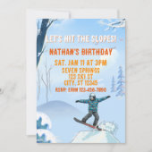 Hit the Slopes, Snowboard Boy Birthday Kaart (Voorkant)