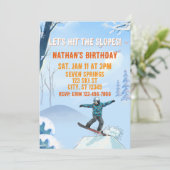 Hit the Slopes, Snowboard Boy Birthday Kaart (Staand voorkant)