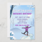 Hit the Slopes, Snowboard Girl Birthday Kaart (Voorkant)
