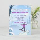Hit the Slopes, Snowboard Girl Birthday Kaart (Staand voorkant)