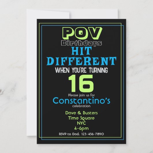 Hit Verschillende Verjaardag Uitnodiging (Voorkant)