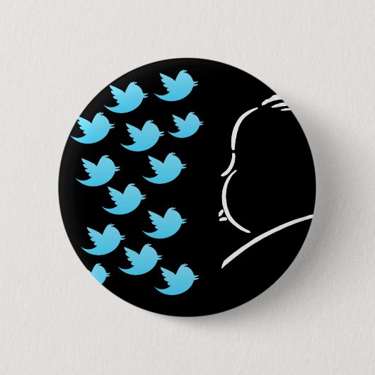 Hitch and Tweets Ronde Button 5,7 Cm (Voorkant)