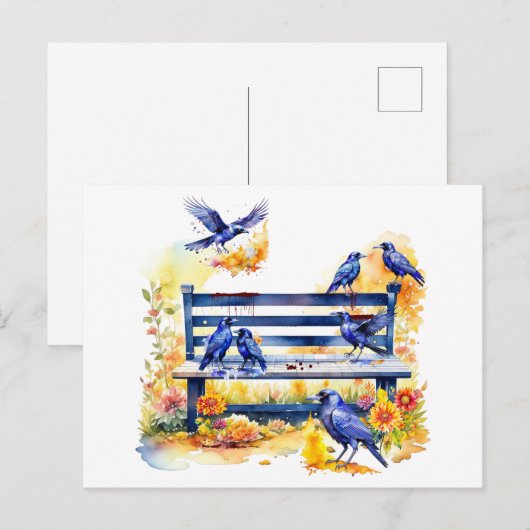 Hitchcock Day Kraaien op Bench Briefkaart (Voorkant / Achterkant)