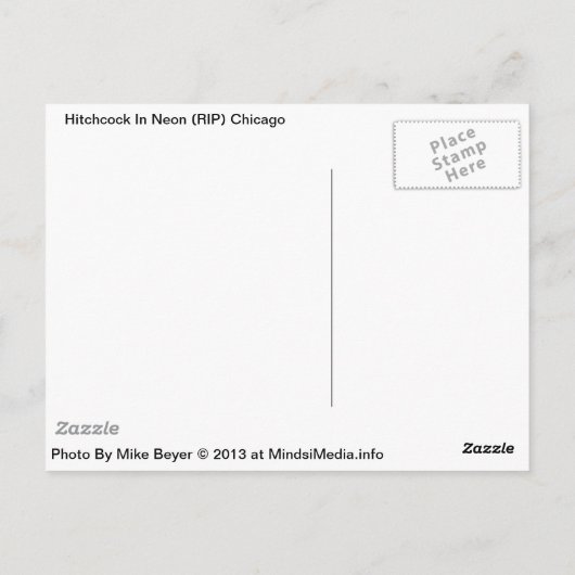 Hitchcock in Neon, Chicago Neon Sign Post Card Briefkaart (Achterkant)