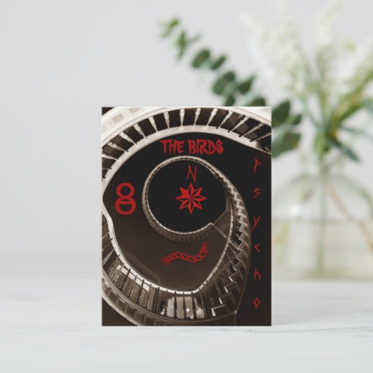 HITCHCOCKESQUE PARTY THEME INVITATION HITCHCOCK KAART (Staand voorkant)