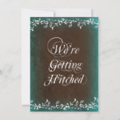 Hitched Aqua Brown Wedding Invitations Kaart (Voorkant)