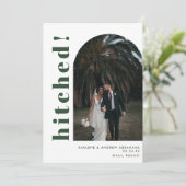 Hitched Arch Photo Typography Wedding Elopement Aankondiging (Staand voorkant)