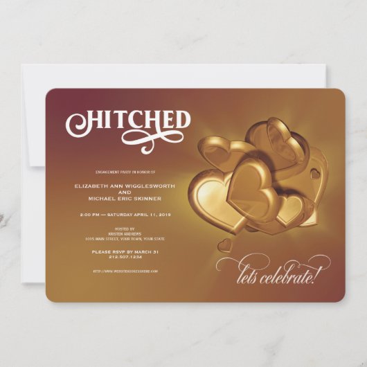 Hitched Gold Party uitnodiging (Voorkant)