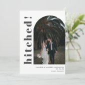 Hitched Gray Arch Photo Wedding Elopement Aankondiging (Staand voorkant)