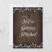 Hitched Rustic Brown Wedding Invitations Kaart (Voorkant)