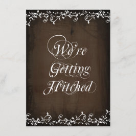 Hitched Rustic Brown Wedding Invitations Kaart