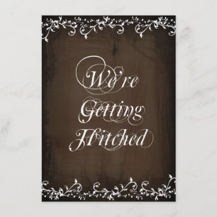 Hitched Rustic Brown Wedding Invitations Kaart