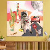 Hitchhiking Astronaut Surreal Collage Canvas Print (Insitu (Woonkamer))