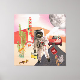 Hitchhiking Astronaut Surreal Collage Canvas Print