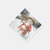 Hitchhiking Lady Snowman With Florida Sign Servet (Hoek)