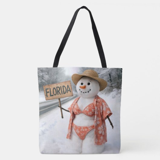 Hitchhiking Snow Lady With Florida Sign Tote Bag (Voorkant)