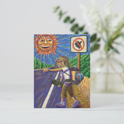 Hitchiking Hobo  Briefkaart (Staand voorkant)