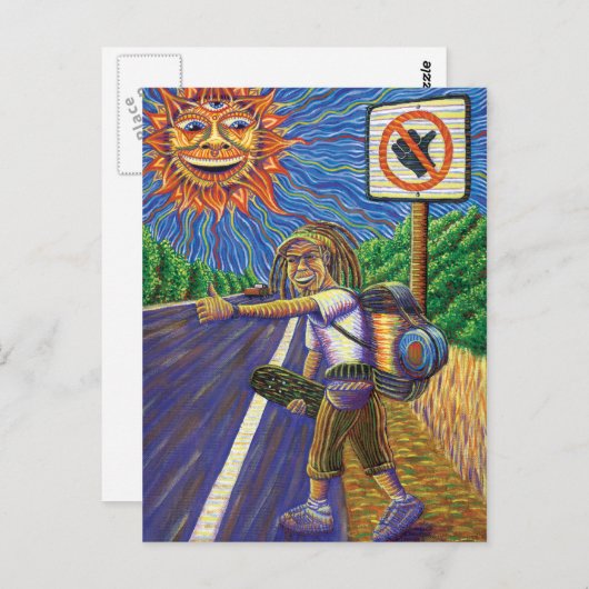 Hitchiking Hobo  Briefkaart (Voorkant / Achterkant)
